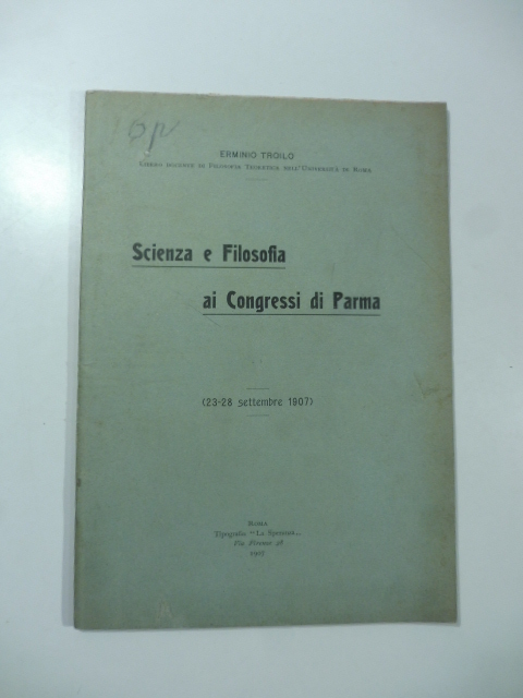 Scienza e filosofia ai Congressi di Parma (23-28 settembre 1907)